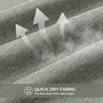 River Dream Linen Textured No Hooks Shower Curtain with Liner,Green,71x74