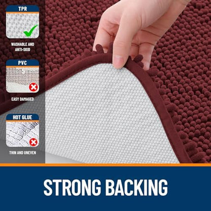 OLANLY Small Bathroom Rugs 30x18, Extra Soft Absorbent Chenille Bath Rugs