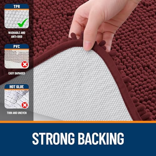 OLANLY Large Bathroom Rugs 50x30, Extra Soft Absorbent Chenille Bath Rugs