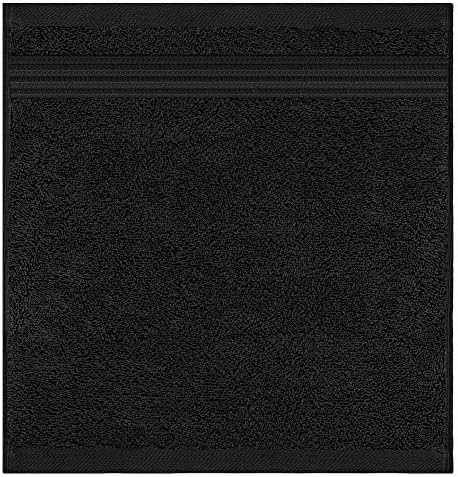 American Veteran Towel, 100% Cotton Turkish Washcloths for Bathroom Essentials 4 Pack, Soft Absorbent Wash Cloths Quick Drying Small Towels Washrags, Black