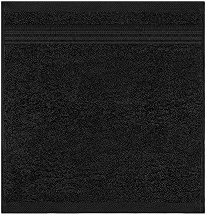 American Veteran Towel, 100% Cotton Turkish Washcloths for Bathroom Essentials 4 Pack, Soft Absorbent Wash Cloths Quick Drying Small Towels Washrags, Black