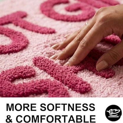 Hot Girl Shower Pink Bath Mat, Cute Tufted Bathroom Rug 24''x16''