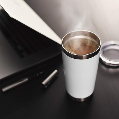 DOMICARE 20oz Stainless Steel Tumbler Bulk with Lid, Double Wall Vacuum Insulated Travel Mug, Powder Coated Coffee Cup, Powder White, 8 Pack