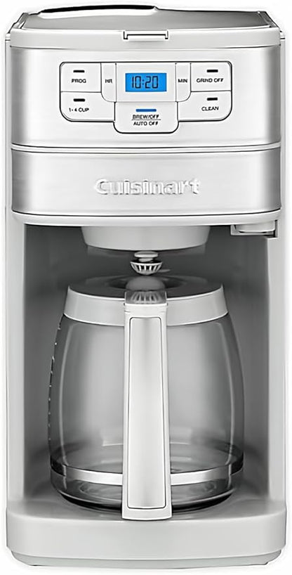 Cuisinart Automatic Grind & Brew 12-Cup Coffee Maker with Blade Grinder, Programmable Coffee Machine Glass Carafe with 1-4 Cup Setting, Brew Pause, Grind-Off Option, DGB-400, Stainless Steel