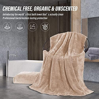 MOONQUEEN 2 Pack Premium Bath Towel Set - Quick Drying - Microfiber Coral Velvet Highly Absorbent Towels - Multipurpose Use as Bath Fitness, Bathroom, Shower, Sports, Yoga Towel (Brown)