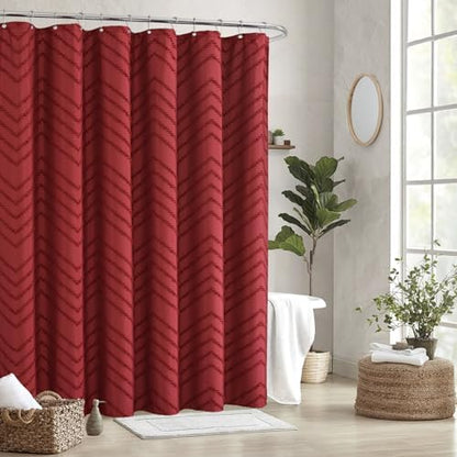 Burgundy Boho Fabric Shower Curtain 72 x 72 Inches