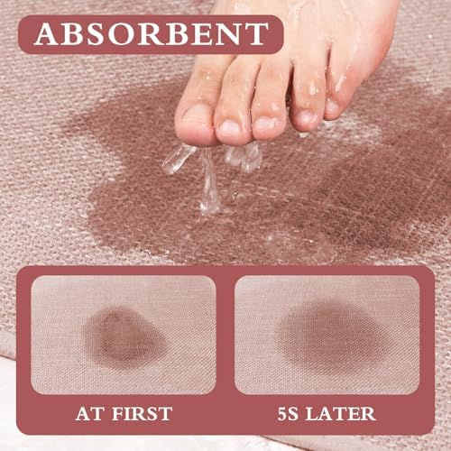 YIHOUSE Bathroom Rugs Thin Bath Mat Sets 2 Pieces Quick Dry,Pink