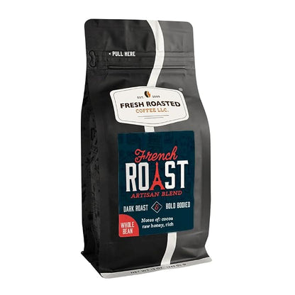 Fresh Roasted Coffee, French Roast Whole Bean Coffee, Dark Roast, Kosher, 12 oz