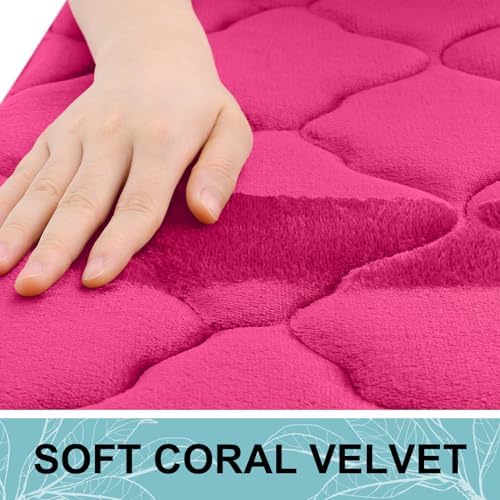 OLANLY Memory Foam Bath Mat Rug 30x20, Ultra Soft Bathroom Rugs, Deep Pink