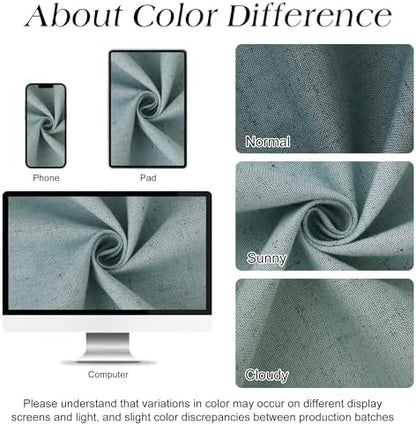 Naturoom Linen Shower Curtain 72 Inch Long for Bathroom Light Blue 1 Panel