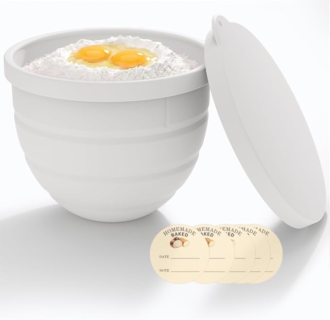Silicone Bowl Liner for KitchenAid Tilt-Head 5QT Mixers, Kitchen Aid Accessories and Attachments for Baking and Cooking, Fits 5 Quart Mixing Bowl with Lids(White, 5QT)