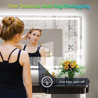 55x40 LED Bathroom Mirror with Lights, RGB Backlit Lighted Mirror