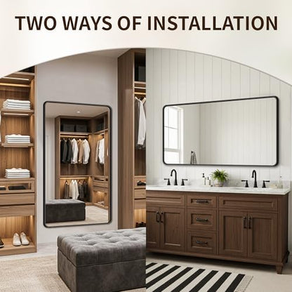 FICTOR Bathroom Mirror for Over Sink, 30"x55" Vanity Mirror for Wall, Black