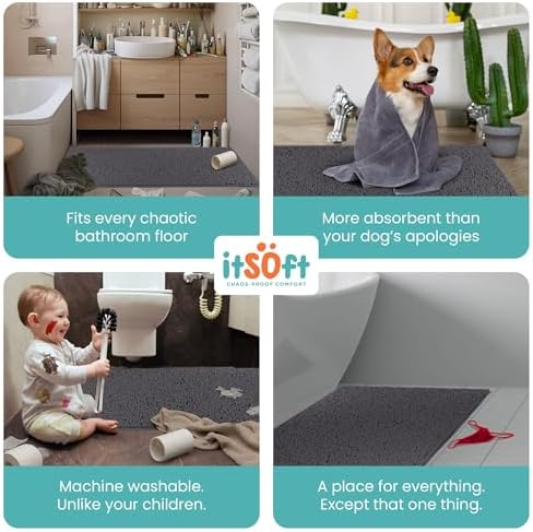 Runner Chenille Bath Mats 71"x21", Plush Absorbent Quick Dry, Soft & Machine Washable, Non Slip Carpet for Bathroom, Thick Bathroom Rugs, Shower Restroom Rug Mat, Alfombras De Bano, Bathrugs