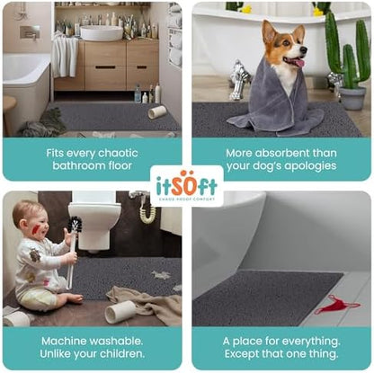 Runner Chenille Bath Mats 71"x21", Plush Absorbent Quick Dry, Soft & Machine Washable, Non Slip Carpet for Bathroom, Thick Bathroom Rugs, Shower Restroom Rug Mat, Alfombras De Bano, Bathrugs