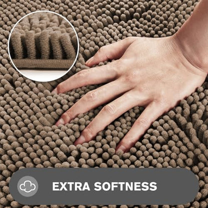 Bathroom Runner Rug 24 x 72 Non Slip – Extra Long Bath Mat | Absorbent and Washable Thick Chenille Runner Rug for Bathroom, Shower, Tub, Sink(Taupe)