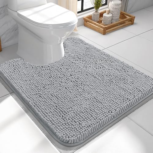 OLANLY Toilet Rugs U-Shaped 24x24, Soft Absorbent Chenille Contour Rugs