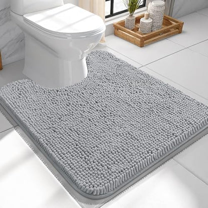 OLANLY Toilet Rugs U-Shaped 24x24, Soft Absorbent Chenille Contour Rugs
