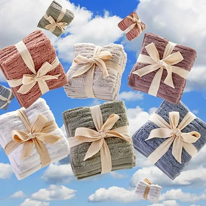 SKL Home CloudSoft Washcloth Set, 4-Piece, 100% Cotton Luxury, Smoke Blue