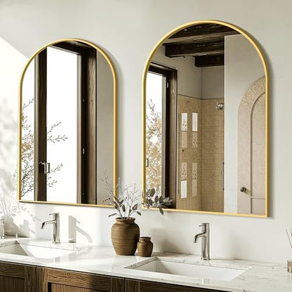 AMOISE Arched Bathroom Mirror for wall, 2 Pack 30"x20" Vanity Mirror, Gold