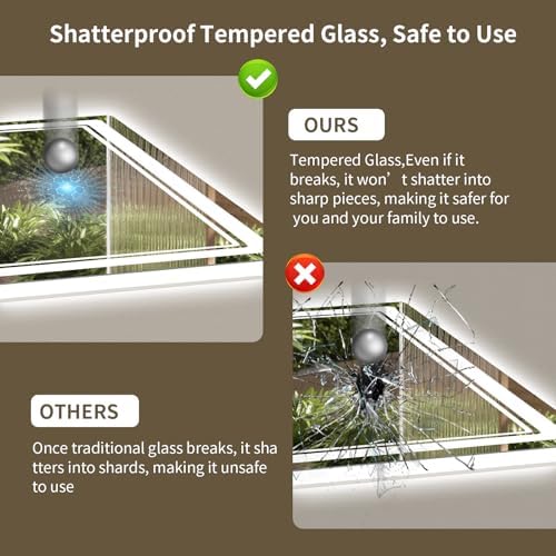 30"x36" LED Bathroom Mirror with Lights, Backlit + Front Lit, Anti-Fog, Lighted Bathroom Mirror for Wall, HD Shatterproof Tempered Glass, Dimmable, Memory Function (Horizontal/Vertical)