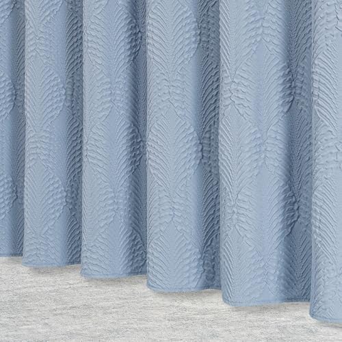 Gibelle 72x84 Extra Long Shower Curtain, Fog Blue 3D Embossed Half Bath Curtain