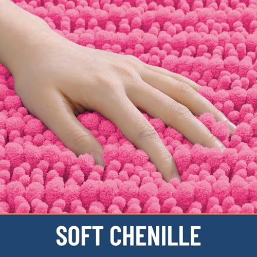 Smiry Bathroom Rugs 30X20, Extra Soft Rubber Backing Chenille Bath Mats
