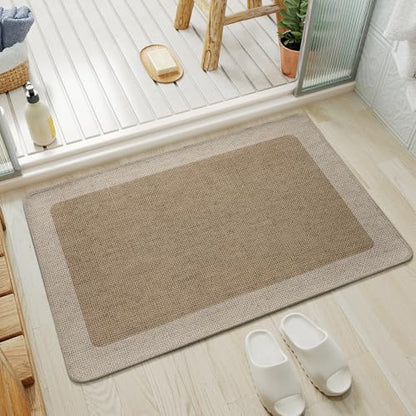 YDKGL Bath Mats for Bathroom, Non Slip Thin Bathroom Rugs, Brown 20x31