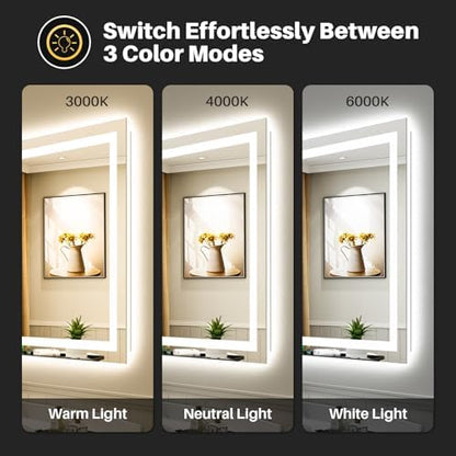 Briivue 44x32 Inch LED Bathroom Mirror with Lights, Backlit & Front Lit