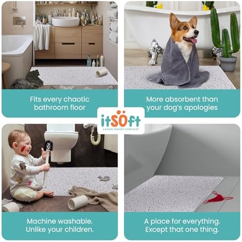 ITSOFT Runner Plush Bathroom Rug 71"x21", Absorbent Machine Washable Non Slip Chenille Bath Mats, Quick Dry Bathmat, Bath Rugs for Bath, Shower, Bedroom, Door Mat, White