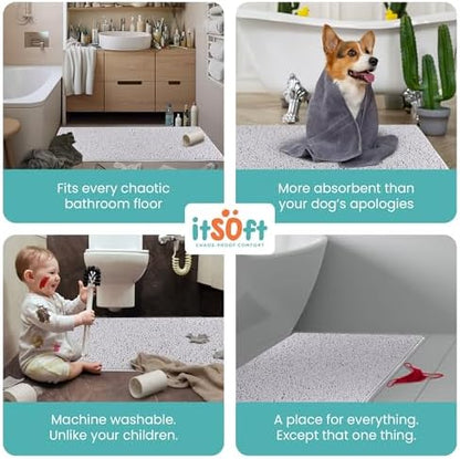 ITSOFT Runner Plush Bathroom Rug 71"x21", Absorbent Machine Washable Non Slip Chenille Bath Mats, Quick Dry Bathmat, Bath Rugs for Bath, Shower, Bedroom, Door Mat, White