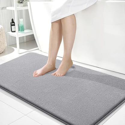 OLANLY Memory Foam Bathroom Runner Rug 44x24, Absorbent Long Bath Mat, Grey