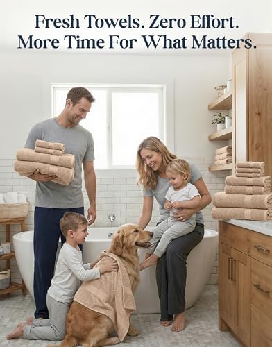 LANE LINEN Towel Set Quick Dry 100% Cotton 24 Piece Soft Absorbent - Beige