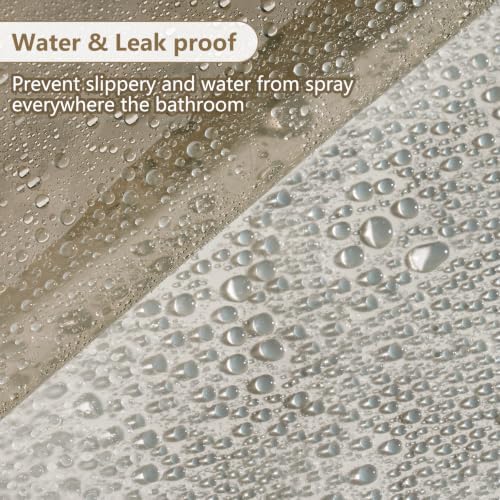 EurCross Waterproof Brown Plastic Shower Curtain with 5 Bottom Magnets, 4G Clear PEVA Shower Curtain Liner for Bathroom 72x72 inches