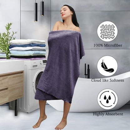 Extra Large Bath Towels Set 35x70 Inches - Purple Luxury 600 GSM Oversized Bath Sheet Towel,Ultra Soft Microfiber - Quick Dry,Highly Absorbent Shower Towels Spa Hotel Bathroom Towel Set (4-Pack)