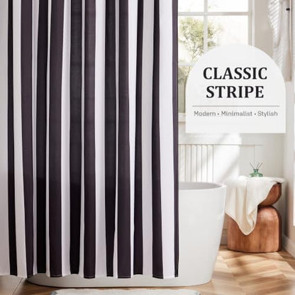 Ohocut Vertical Striped Shower Curtain, Cute Retro Vintage Stripe Bathroom Shower Curtain, Waterproof Polyester Fabric Modern Bath Curtain for Bathroom 72x72 Inches Black and White