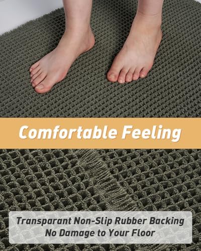 Upgraded Waffle Bath Mat Set of 2 Absorbent Bathroom Mat 17"x24" + 20"x32"