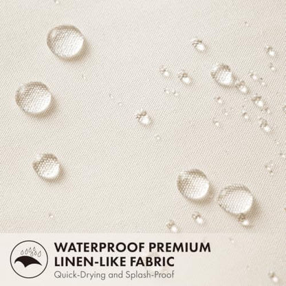 ANRODUO Ivory Scalloped Linen Textured Shower Curtain, W72 x L72
