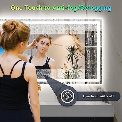 96x36 LED Bathroom Mirror with Lights, RGB Backlit Lighted Mirror