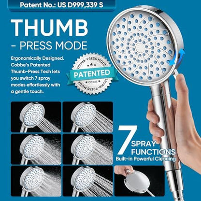 Cobbe Filtered Shower Head with Handheld, Water Softener for Hard Water