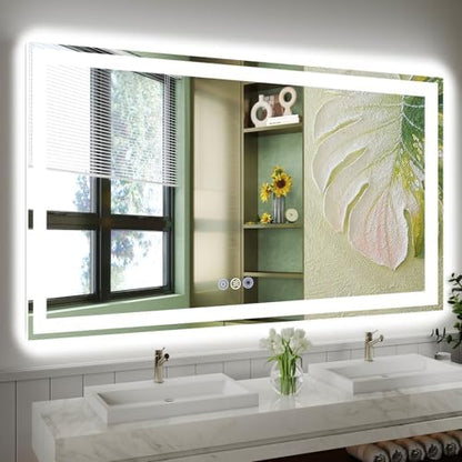 60x36 LED Bathroom Mirror, 6000LM, Separate Front and Back Lights