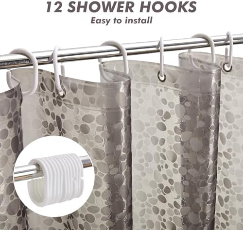 Bostofy Waterproof Shower Curtain Liner EVA 8G - Rust-Proof Hooks, Heavy-Duty Magnets - Enhance Your Bathroom with Durability and Elegance, 72L x 78H Inches