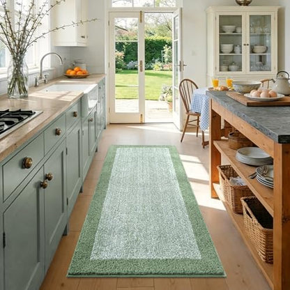 44x24 Large Bathroom Rugs Non Slip Washable, Soft Absorbent Bath Mat Green