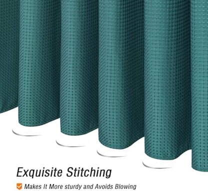 Gibelle Seaweed Green Cloth-Textured Shower Curtain, Hotel Style, 72 X 72