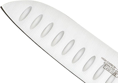 Mercer Culinary Millennia Colors 7-Inch Granton Edge Santoku Knife, Green