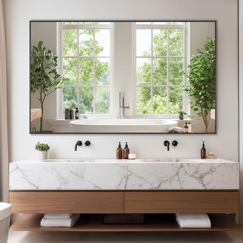 Bathroom Mirror 50" x 30", Large Rectangle Wall Mirror, Black