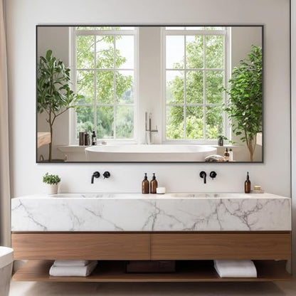 Bathroom Mirror 50" x 30", Large Rectangle Wall Mirror, Black