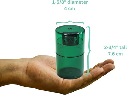Vitavac - 5g to 20 grams Airtight Multi-Use Vacuum Seal Portable Storage Container for Dry Goods, Food, and Herbs - Green Tint
