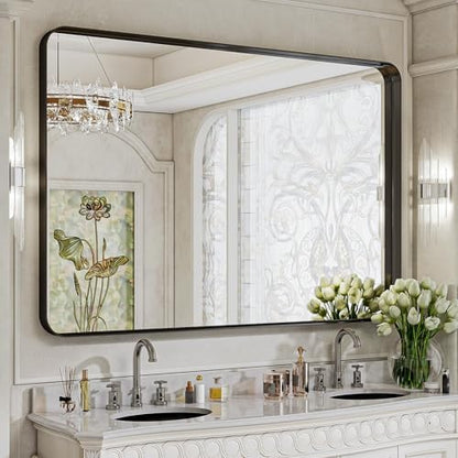 VooBang Bathroom Mirror 30"x48", Black Gorgeous Deep Frame Wall Mirror