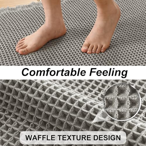 JIUZHEN Set of 2 Waffle Bath Mats Boho Bathroom Runner Rug 20"x32"+24"x48"